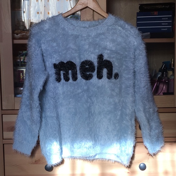 “meh” Fuzzy Sweater from Forever 21 - Picture 1 of 5
